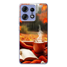 Чохол з унікальним дизайном 'Осінь з кавою' для Motorola Edge 50 Pro – Кава і дощ