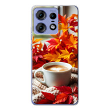 Чехол с уникальным дизайном «Осень с кофе» для Motorola Edge 50 Pro