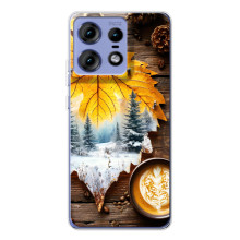 Чохол з унікальним дизайном 'Осінь з кавою' для Motorola Edge 50 Pro – Осінньо-зимове кава