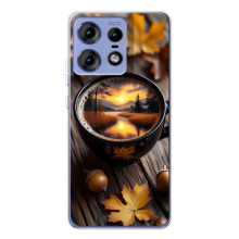 Чохол з унікальним дизайном 'Осінь з кавою' для Motorola Edge 50 Pro – Темна кава