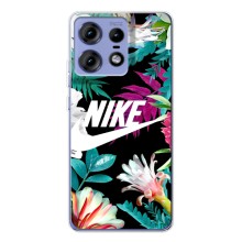 Силиконовый Чехол на Motorola Edge 50 Pro с картинкой Nike (Цветочный Nike)