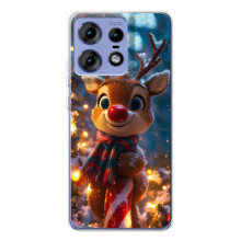 Яскравий чохол для Motorola Edge 50 Pro з Зимові Оленята (Олень з шарфом)
