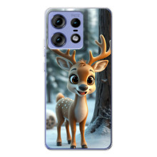 Яскравий чохол для Motorola Edge 50 Pro з Зимові Оленята (Оленятко в лісі)