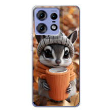 Печатный чехол «Зверята с кофе» для Motorola Edge 50 Pro