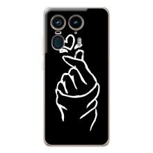 Чехлы (Знак сердечка) на Motorola Edge 50 Ultra – Сердце на черном
