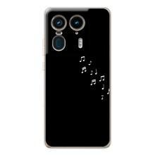 Чехол с картинками на черном фоне для Motorola Edge 50 Ultra – Ноты