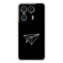 Чехол с картинками на черном фоне для Motorola Edge 50 Ultra – Самолетик