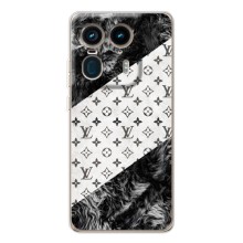 Чехол Стиль Louis Vuitton на Motorola Edge 50 Ultra – LV на белом