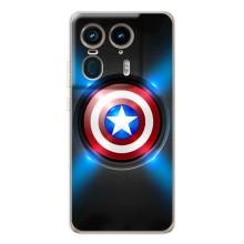 Чехол с Щитом Капитана Америки на Motorola Edge 50 Ultra – Яркий Щит Капитана