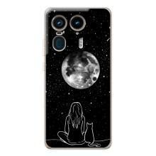 Чехол с рисунком кот на Motorola Edge 50 Ultra – Девушка с котом