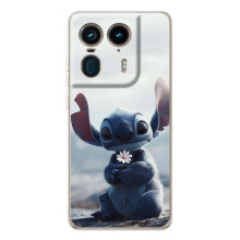 Чехол с рисунком Стич для Motorola Edge 50 Ultra – Стич с цветочком