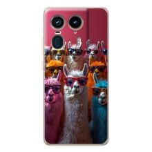 Чохол з принтом стильні тварини для Мото Ейдж 50 Ультра – Лами в окулярах