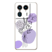 Силконовий чохол з принтом в квітах на Motorola Edge 50 Ultra – Фіолетовий букет