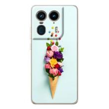 Чехлы с тематикой "ЦВЕТЫ" на Motorola Edge 50 Ultra (Цветок-мороженное)