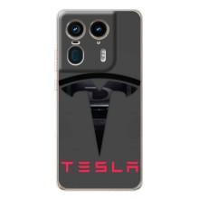 Силиконовый бампер с картинкой машины на Motorola Edge 50 Ultra – Logo TESLA