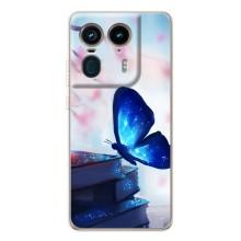 Силіконовий бампер з картинкою звірів для Motorola Edge 50 Ultra (Метелик синій)