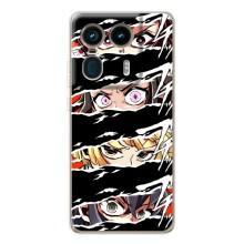Силиконовые чехлы с глазами Anime для Мото Ейдж 50 Ультра – Глаза на чорном