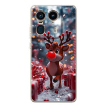 Яркий чехол для Motorola Edge 50 Ultra с Зимними Оленятами – Олень среди подарков