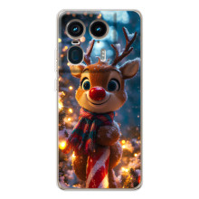 Яркий чехол для Motorola Edge 50 Ultra с Зимними Оленятами – Олень в шарфе