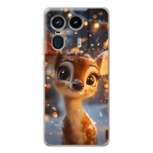 Яркий чехол для Motorola Edge 50 Ultra с Зимними Оленятами – Оленёнок среди гирлянд