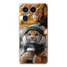 Друкований чохол 'Звірята з кавою' для Motorola Edge 50 Ultra – Тигр з кавою