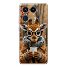 Друкований чохол 'Звірята з кавою' для Motorola Edge 50 Ultra – Жираф з кавою