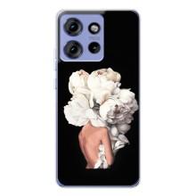 Чехлы (ART) Цветы на Motorola Edge 50 (VPrint) (Белые цветы)