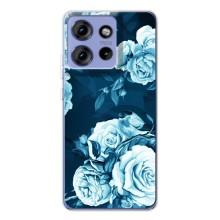 Чехлы (ART) Цветы на Motorola Edge 50 (VPrint) (Голубые Бутоны)