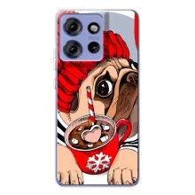 Чехлы с собаками для Motorola Edge 50 (VPrint) (Собачка в шапке)