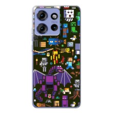 Чехол Майнкрафт на Motorola Edge 50 (AlphaPrint) Minecraft (Коллаж Майнкрафт)