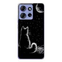 Чехол с принтом для Motorola Edge 50 (AlphaPrint) Модные коты (Котик и луна)