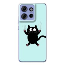 Чехол с принтом для Motorola Edge 50 (AlphaPrint) Модные коты (Падающий кот)