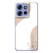 Силиконовый чехол с принтом в цветах на Motorola Edge 50 – Нюдовый дизайн