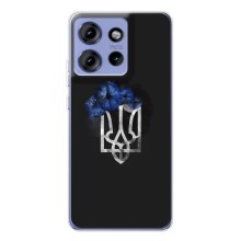 Чехол с украинским гербом на Motorola Edge 50 (Герб с цветком)