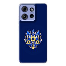 Чехол с украинским гербом на Motorola Edge 50 (Цветочный герб)