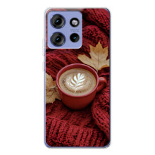 Чохол з унікальним дизайном 'Осінь з кавою' для Motorola Edge 50 – Кава на ковдрі