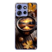 Чохол з унікальним дизайном 'Осінь з кавою' для Motorola Edge 50 – Темна кава