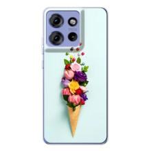 Чохли з тематикою "КВІТИ" на Motorola Edge 50 (Квітка-морозиво)