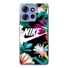 Силиконовый Чехол на Motorola Edge 50 с картинкой Nike (Цветочный Nike)