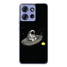 Силиконовый Чехол с принтом "Космонавты" на Motorola Edge 50 – Космонавт на рыбалке