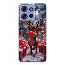 Яркий чехол для Motorola Edge 50 с Зимними Оленятами – Олень среди подарков