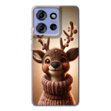 Яркий чехол для Motorola Edge 50 с Зимними Оленятами – Олень в свитере