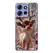 Яркий чехол для Motorola Edge 50 с Зимними Оленятами