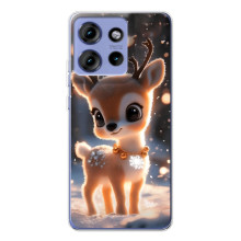 Яркий чехол для Motorola Edge 50 с Зимними Оленятами – Оленёнок