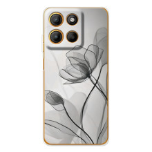 Чехол с цветочным принтом на Эдж 60 Фюжин (Черные цветы)