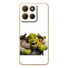 Печатный чехол с принтом Шрек для Motorola Edge 60 Fusion – Шрек осел и кот