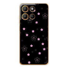 Чехол с розовым рисунком для Motorola Edge 60 Fusion – Розовые цветы на черном