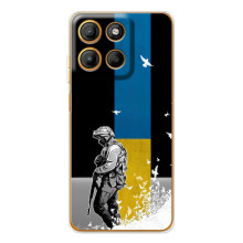 Чехол с украинским воином на Motorola Edge 60 Fusion (Воин с флагом)