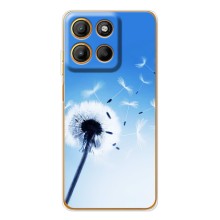 Силіконовий Чохол з кульбабками на Motorola Edge 60 Fusion (Кульбабка на блакитному)