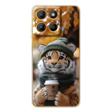 Печатный чехол «Зверята с кофе» для Motorola Edge 60 Fusion – Тигр с кофе